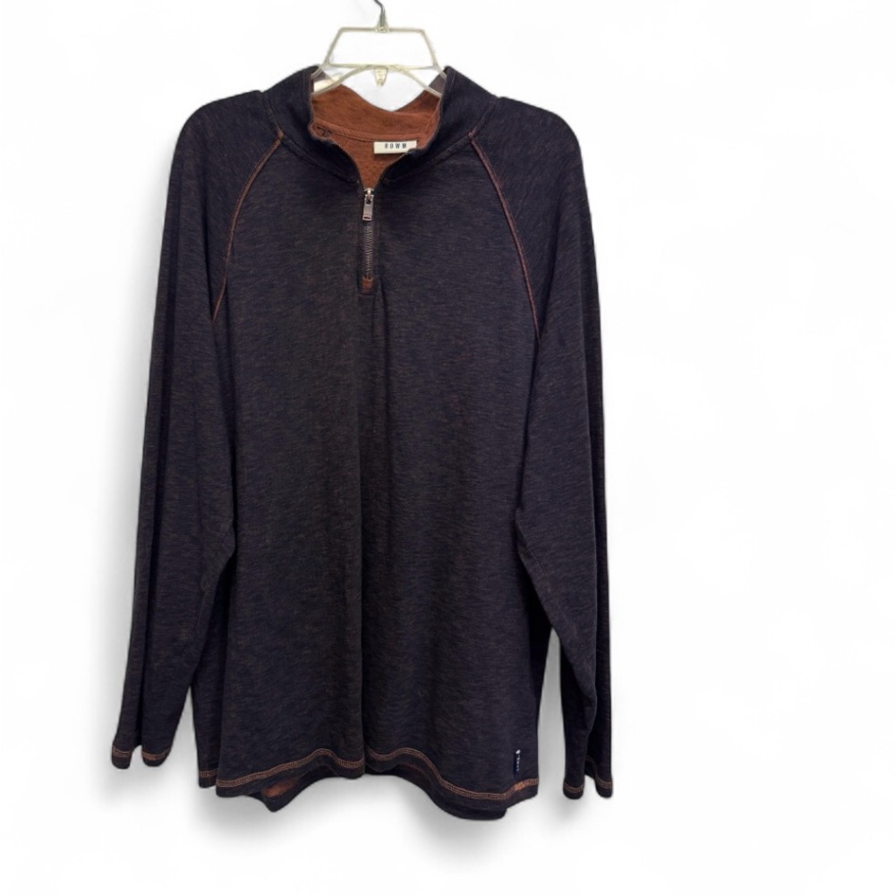Rowm Men's Heather Navy/Burnt Orange Sweater XL